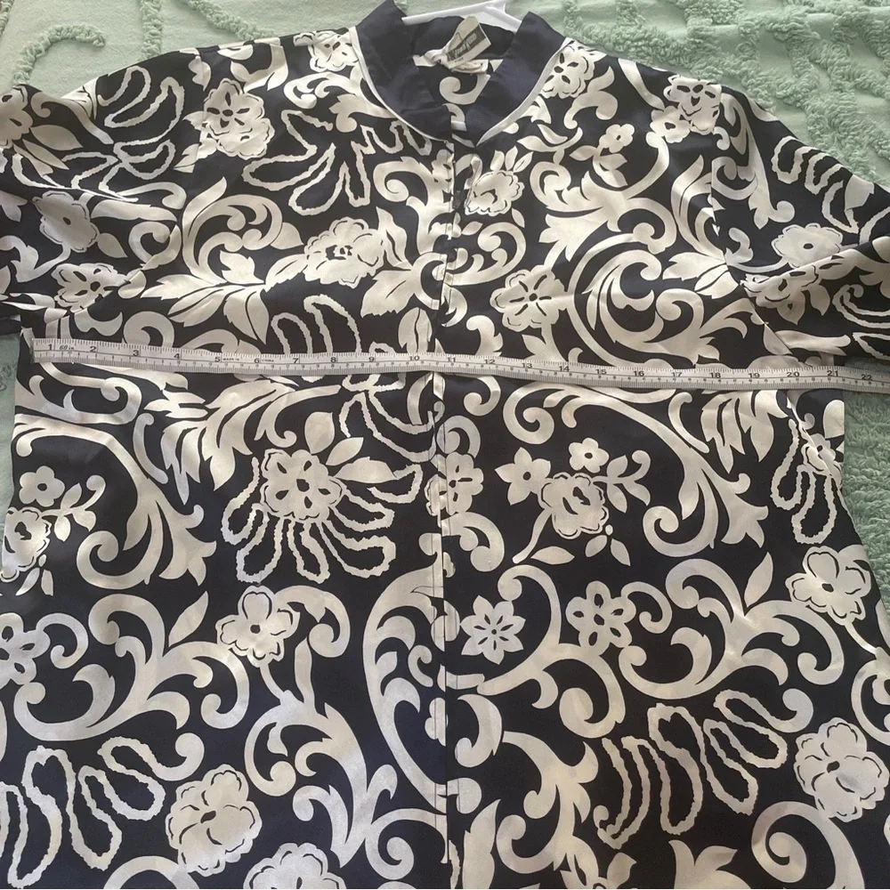 Natori Vintage Full Zip Caftan Robe & Gown Set Navy Neiman Marcus Long Kimono M